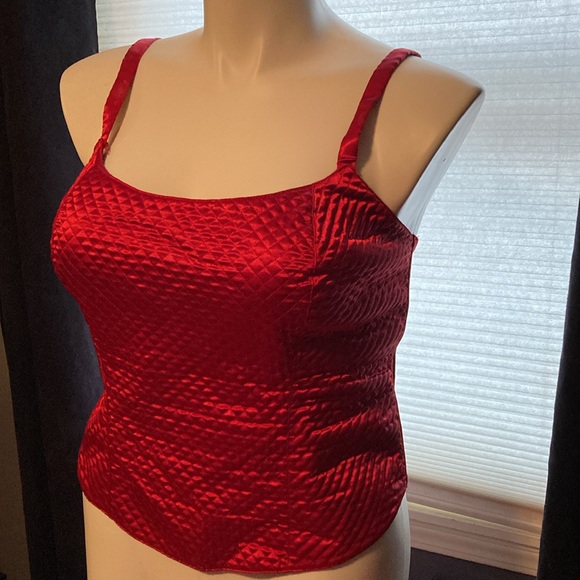 Cacique quilted red cropped bustier with adjustable straps size 22/24 - Picture 2 of 6